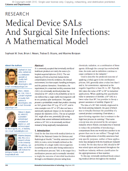 BI&T Research Feature: Medical Device SALs and Surgical Site Infections